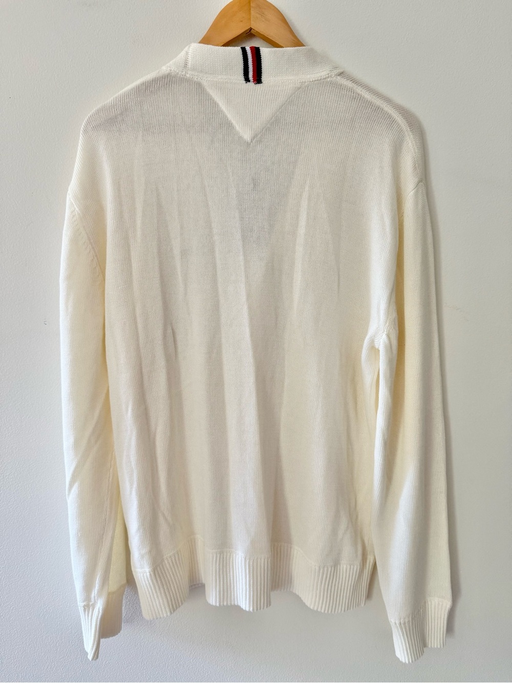 Tommy Hilfiger Cardigan Sweater Large Cream White V-Neck NWT Preppy Grandpacore - Picture 5 of 13